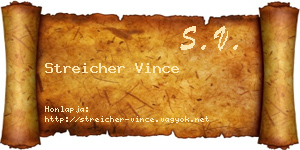 Streicher Vince névjegykártya